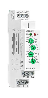 GEYA Asymmetric Cycle Time Relay 2SPDT 10A ACDC24V-240V Cycler Repeat Timer Delay Relay Din Rail ModularGRT6-S2,ACDC24V-240V