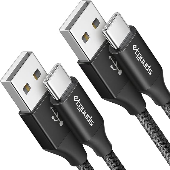 etguuds USB Type C Cable, 3.3 ft 1 m x 2, 3A Rapid Charging, QC3.0 Type C Cable, Durable Nylon Braided USB-C Cord