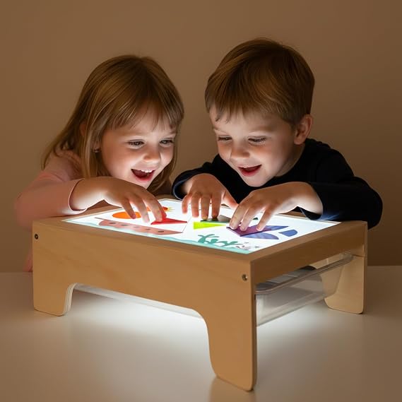 bopoobo Light Table for Kids -Sand Painting Light Box All-in-One Sandbox Alternative with Tracing Light Box, 10 Dimming Levels & 50+ Pieces(USB)