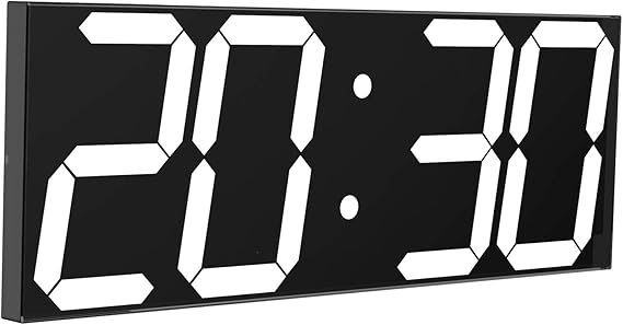 CHKOSDA LED Large Digital Wall Clock, Oversize Wall Clock with 6 Numbers, Remote Control Count up/Countdown Timer Clock, Auto Dimmer, Big Calendar and Thermometer(White)