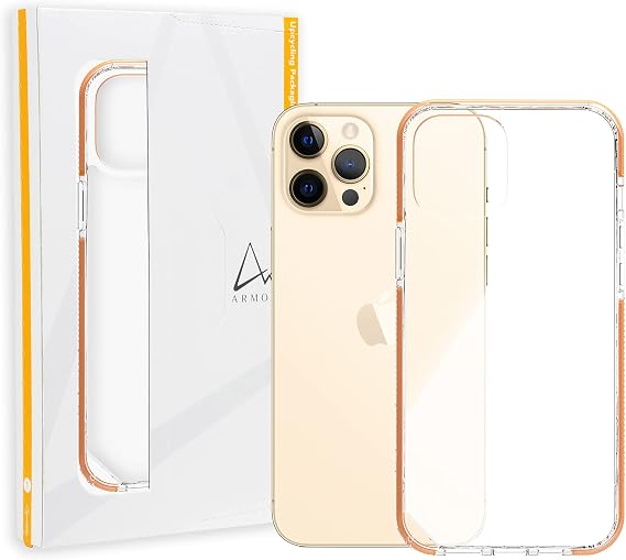 Armor Signature Case for iPhone 12 Pro / 12, Crystal Clear with Orange Tape
