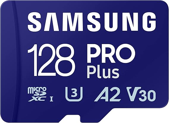 Samsung PRO Plus microSD card + SD adapter, 128 GB, for mobile games on smartphones, tablets and handheld consoles, UHS-I U3, Full HD and 4K UHD reading, 180 MB/s reading, 130 MB/s writing,