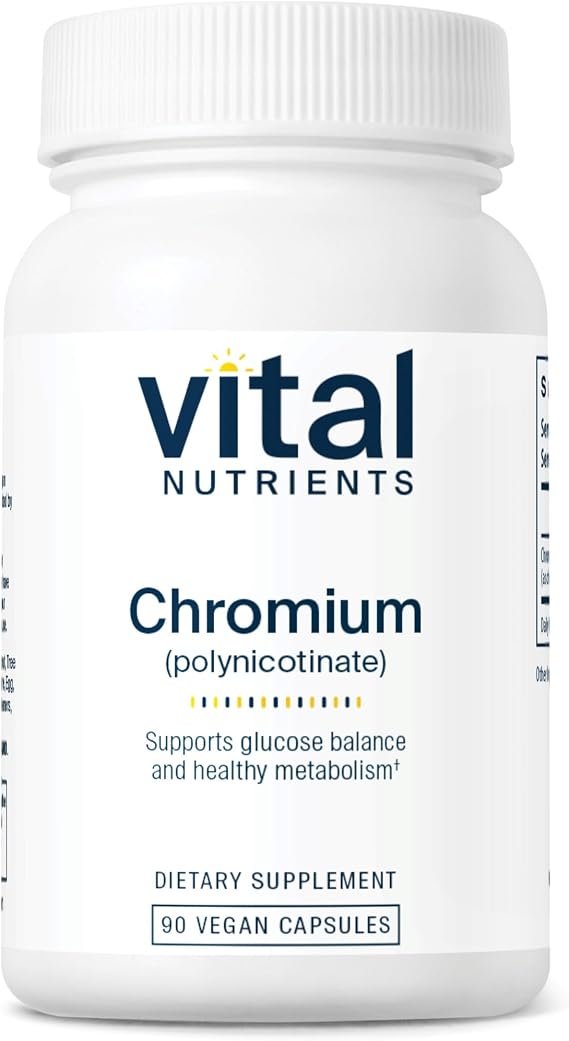 Vital Nutrients Chromium Polynicotinate 200mcg - Chromium Supplements for Healthy Fat and Carbohydrate Metabolism - Cholesterol Maintenance Supplement - Gluten, Dairy, Soy Free - Non-GMO - 90 Capsules