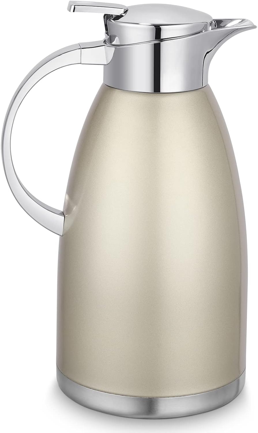 Yitriden 2.3L Stainless Steel Thermal Carafe, Double Walled Vacuum Insulated Coffee Carafe with Lid, 12 Hour Heat and 24 Hour Cold Retention Thermos, Jug for Water, Milk, Tea, Juice, YD-UK-SH-G-1