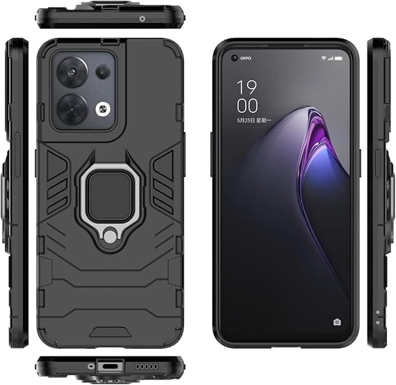 Case for Oppo Reno 8 5G Case Cover,Magnetic Car Mount Bracket Shell Case for Oppo Reno 8 5G CPH2359 PGBM10 Case Black