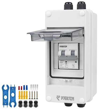 Solar Panels Disconnect Switch 60A 1000VDC PV Shut Off Switch Outdoor Circuit Breaker Box IP65 Waterproof UV-Proof