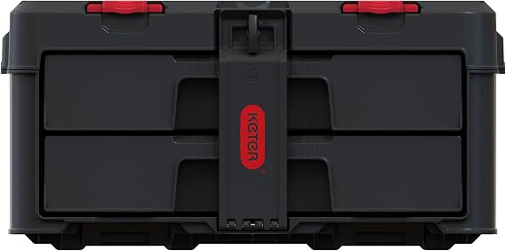 Keter Stack n' Roll Modular DIY 2 Drawer Tool Storage Box, Stackable, Lightweight, Durable, Water Resistant, Black