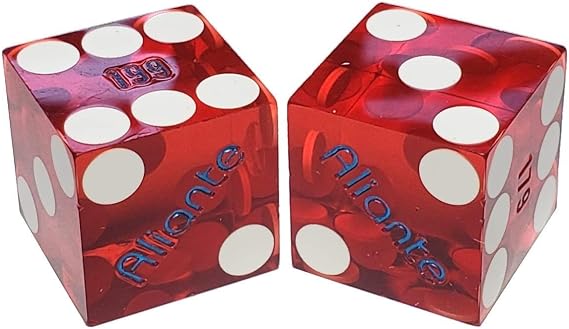 Matching Serial Casino Dice Pair Authentic Las Vegas Craps Dice 19mm, Table-Played & Collectible Aliante Red Polished
