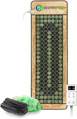 HealthyLine Far Infrared Heating Pad for Back Pain Relief, Premium Real Jade and Tourmaline Stones, Deep FIR Therapy, EMF-Shielded, Full Body 72 x 24