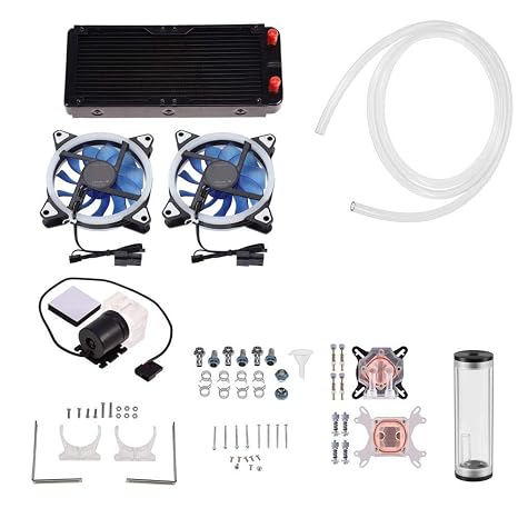 DIY Water Cooling Kit, 240mm Cooler Radiator G1 / 4 "CPU GPU Waterblock with LED Fan, 600L / H Pump, Hose, Tools Set, PC Water Cooler for Universal Backplated