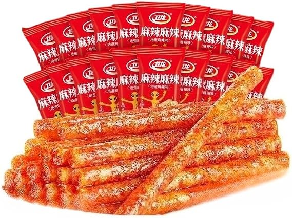 Spicy Strips Chinese Snacks, Weilong Latiao Snacks Gift Pack, Vegetarian Spicys Small Gluten, Casual Snack Gifts, Spicys Lataio, Nostalgic Bean Curd Glutens Snack (Slightly spicy,24 bags (432g))