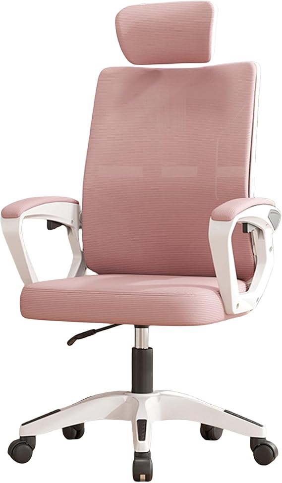 Office Gaming Chair Adjustable Lumbar Support,Desk Rocking,Computer SGS Certified,Latex Seat Cushion,for Study,Working,Executive,living,bedroom,hotel,dining Room(Pink,A)