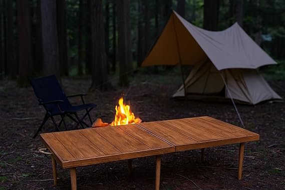 practicaloutdoor Folding Camping, Picnic and Garden Table 55x110 cm - Walnut Color