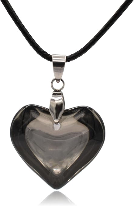 Large Red Semi-Transparent Solid Glass Heart Pendant Necklace