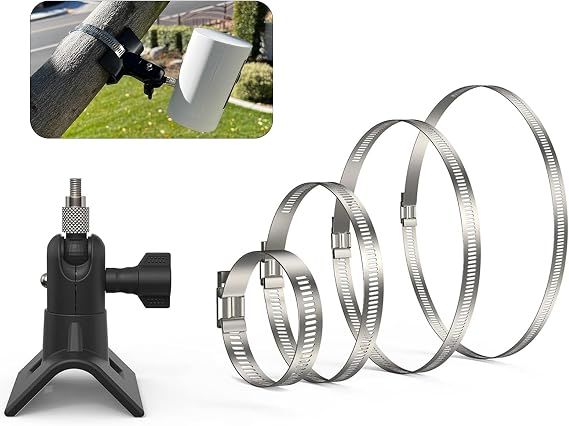 No-Drill Outdoor Security Camera Pole Mount, Universal Pole Mounting Compatible with Ring, Eufy, Wyze, Arlo, Google Nest, Cameras, and More - Black-1 Pack