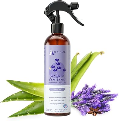 kinkind Dog Deodorizing Spray - Safe, Natural, Easy to Use Pet Odor Eliminator, Premium CatDog Detangler Spray Formula Made wAloe, Dog Deodorizer for Smelly DogsCats Made in The USA 12 fl oz