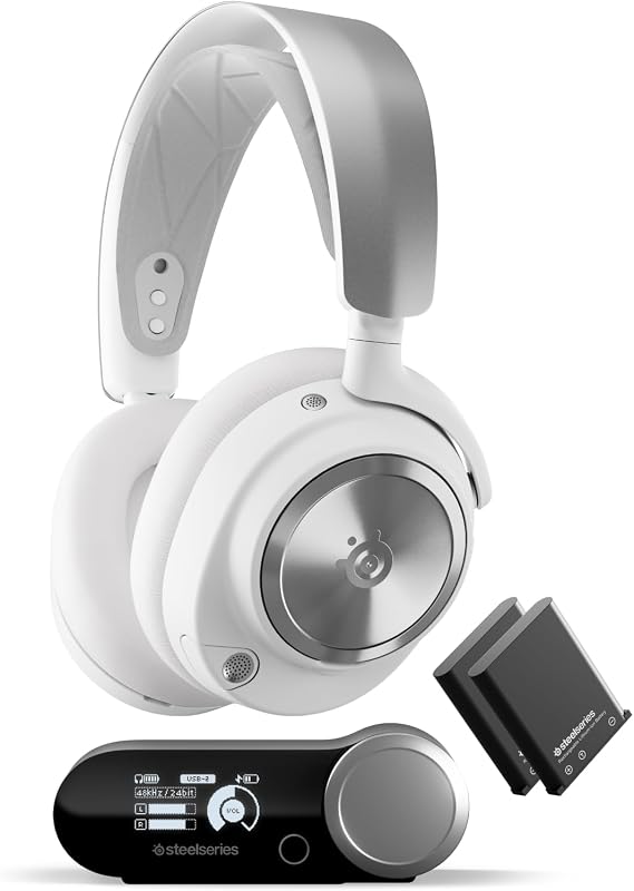 SteelSeries Arctis Nova Pro Wireless - Multi-System Gaming Headset (PS & PC/Switch + Bluetooth) - Unlimited Battery Life; 2 Hot-Swap Batteries - Active Noise Cancellation - ClearCast Gen2 Mic