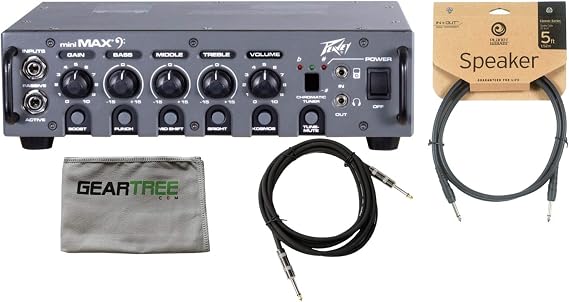 Peavey 03617920 Mini MAX Bass Head w/Speaker Cable, Cloth, and Instrument Cable