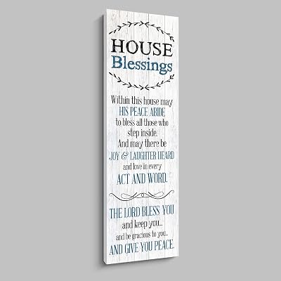 Creoate House Blessing Canvas Wall Art, Christian Wall Decor for living Room Religious Bible Verse Canvas Print Wall Art for Bedroom, Church Decor, Ready to Hang, 12x36Inch