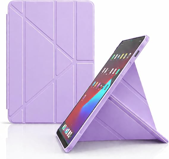 Coverzone iPad 11.Nesil için A16 11inç/10.Nesil 10.9 inç İle Uyumlu Kılıf Kalem Koyma Bölmeli Stand Olan Uyku Modlu Suni Deri, Silikon Arka Yüzey ergonomik yapılı, Attravtive Smart Cover Açık Mor