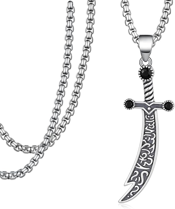 Zulfiqar Sword Necklace 925 Sterling Silver Zulfiqar Necklace for Men Jewelry Gifts for Men