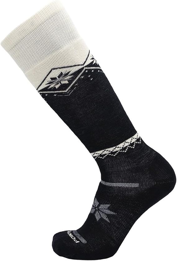 point6 Snowflake Block Ski Sock (Women's), Black, Small