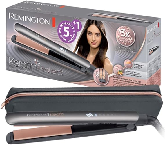 Remington S8598 Keratin Protect Akıllı Saç Düzleştirici, Saç Hasarına Karşı 3 Kat Daha Fazla Koruma için Patentli Isı Koruma Sensörü, Dijital Ekran, 160-230°C