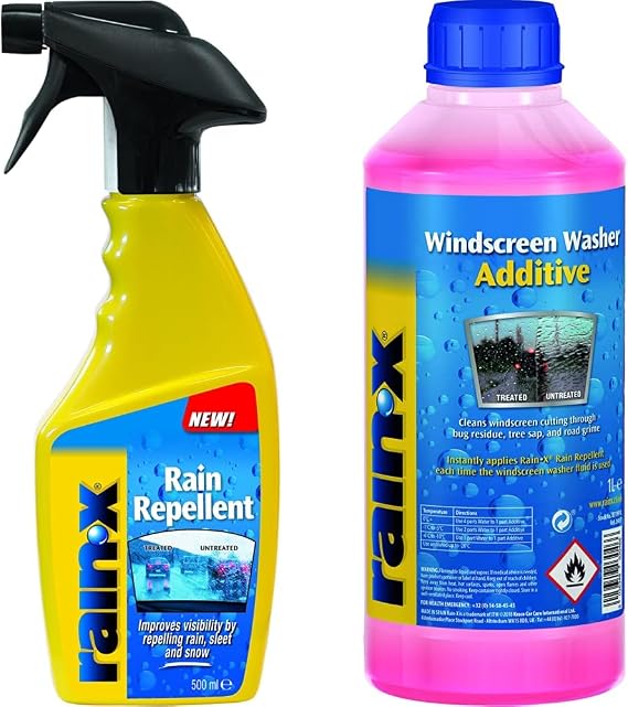 Rain X 80199500 Rain Repellent Trigger Spray, 500 ml & Rain-X 831991L Windscreen Washer Additive