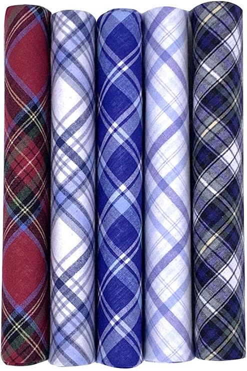 Boxed Men's Handkerchiefs 100% Cotton Pocket Hankies 5 Pack