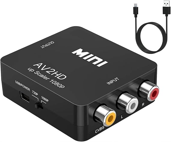 ZZOSRDR RCA to HDMI Adapter, AV to HDMI Converter, 1080P Mini RCA Composite CVBS AV to HDMI Video Audio Converter Adapter Supporting PAL/NTSC for PC Laptop Xbox PS4 PS3 TV STB VHS VCR Camera DVD