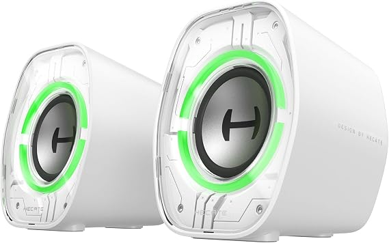 Edifier G1000 II Desktop Computer Speakers for Gaming, 4W RMS, 2.5" Full-Range Driver & Enhanced Bass, Bluetooth 5.4 with USB-C/AUX, 9 Dynamic RGB Lighting Modes, Compact for PC/PS5/Switch - White