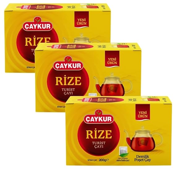 CAYKUR Rize Turist Black Tea, Large Tea Bags for Teapot Brew, Bright Red, Loose Leaf, Individually Wrapped 40 Bags, 200 gr / 7.05 Oz (Pack of 3)