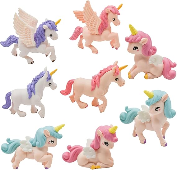 8Pcs Mini Resin Flying Horse Unicorn Figurine for DIY Decors