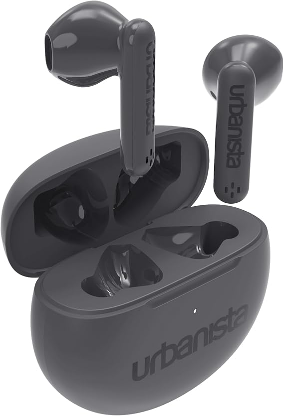 Urbanista True Wireless Earbuds, Bluetooth 5.3 Earphones, IPX4 in Ear Headphones, Ear Buds with Dual Microphones, 20 Hr Playtime, Touch Controls, TWS USB C Charging Case, Austin, Grey