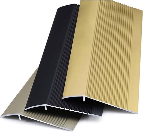HJXGQJM Aluminum Floor Transition Threshold Strip Wood to Tile,Kitchen Bathroom Floor Transition Strip,Door Floor Trim Kitchen Bedroom Bathroom Doors Gap Cover, Black Floor Transition Strip