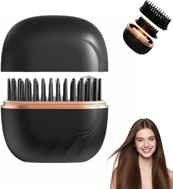 Mini Hair Straightener, 2026 NewRechargeable Wireless Portable Hair Straightener Brush, 3-Speed Temperature Control, Mini Hair Straightener for Women - Idea for Home Travel (Black)