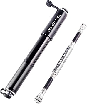Pro Bike Tool Mini Bike Pump with Gauge - Compact and Portable Bicycle Tire Pump for Fast Inflation - Durable Bicycle Pump Compatible with Presta and Schrader Valves - Essential Mini Bike Accessories
