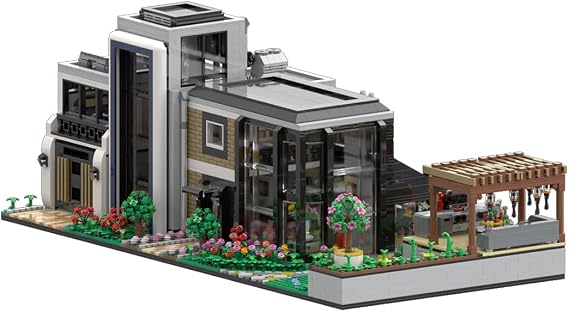 BrickCraftWorks Modern Glass Villa Architecture Model Building Block Set, Modular Construction Building Blocks, Creative Toy Gift for Adults (4759PCS), Type-2, 3101161HYLJTV