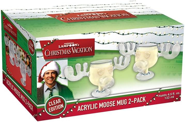 ICUP National Lampoon's Christmas Vacation 2 Pc Clear Acrylic Moose Mug Set (4.5 oz Each)