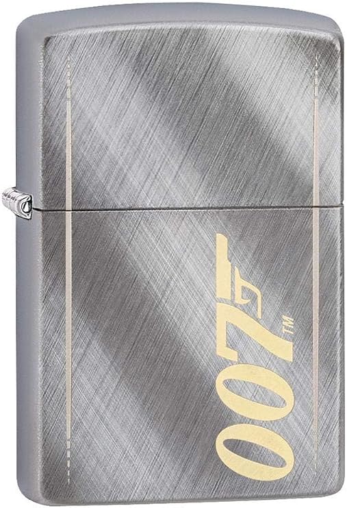 Custom Personalized 007 Design Set on a Diagonal Weave Brushed Chrome Windproof Lighter Free Engraving #29775 - Christmas, Halloween & Valentines Day Gift