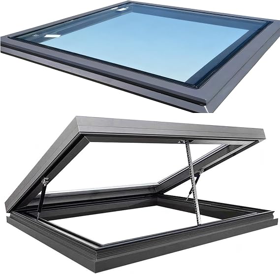Skylight Roof Windows electric remote control,Aluminium roof skylight,Roof Window with Double-Layer Tempered Glass,for Roof, Attic lighting and ventilation,A,85x60cm/33.5x23.6in