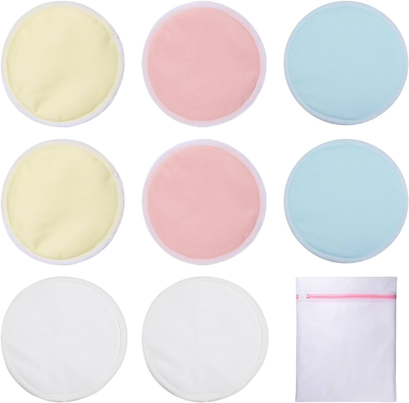 8 Pcs Nursing Pads Set, Reusable Breast Pads, Highly Absorbent Breast Pads, Washable Breast Pads, Organic Bamboo Viscose Nursing Pads, Breastfeeding Nipple Pad for Maternity, with 1 Laundry Bag