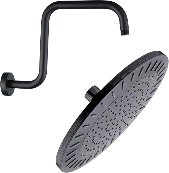 BRIGHT SHOWERS Rain Shower Head, 9 Inch High Pressure Waterfall Showerhead with 13 Inch S Shaped Shower Head Extension Arm, Oil-Rubbed Bronze