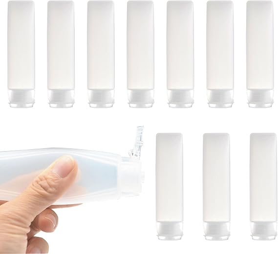 10Pcs 30ml Travel Bottles for Toiletries, Refillable Plastic Squeeze Bottles, Leakproof Empty Transparent Travel Size Bottles for Shampoo Conditioner Lotions