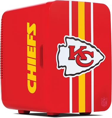 Ukonic NFL Kansas City Chiefs 15-Can Mini Fridge 10L ACDC Powered, Official Team Colors & Logo, Portable Cooler for Tailgates, Home, Office, or Car