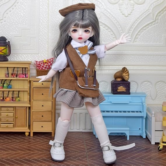 1/6 SD Dolls 11.8 Inch Ball Jointed Doll DIY Toys Include Clothes Outfits Shoes Wig Hair Makeup Girls Gift (2#)