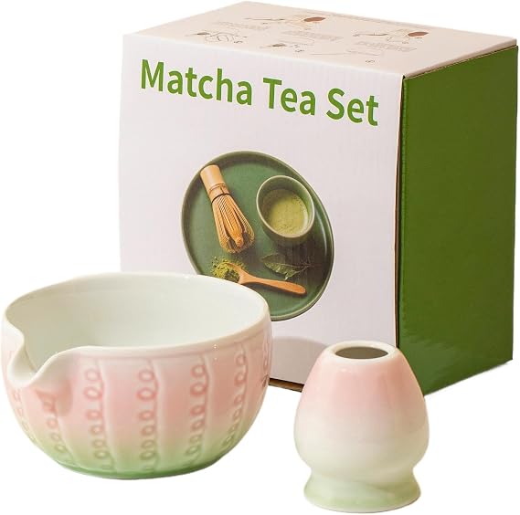 Traditional matcha bowl, cute pink matcha bowl with spout, matcha mixing bowl for stirring matcha, 18OZ tea bowl