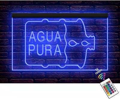 200037 Aqua Pura Water Shop Store Business Display LED Night Light Neon Sign 16 X 12, 16 Colors By Remote