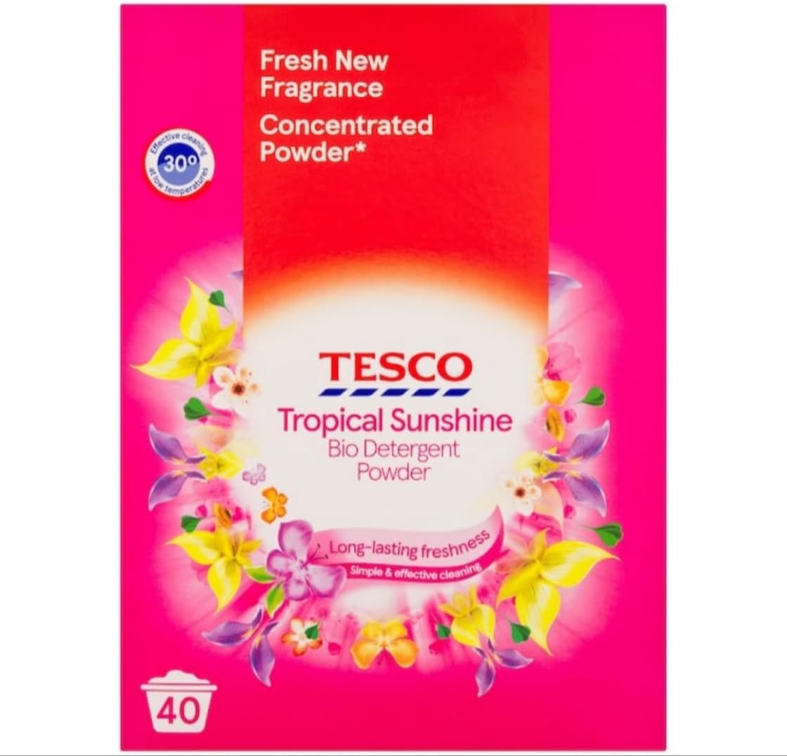 Tesco Tropical Sunshine Bio Detergent Powder, 40 Washes, 2kg, Concentrated Formula