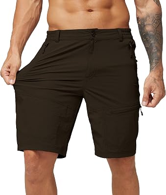 MIER Mens Stretch Tactical Shorts Lightweight Outdoor Cargo Shorts with 5 Zipper Pockets, Quick Dry and Water Resistant